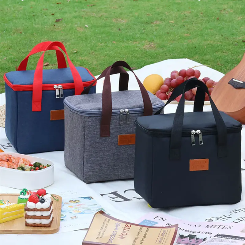 Portable Square Lunch Box Capacity Waterproof  Insulated Picnic Lunch Bag Box School Office Insulation Bento Meal Storage Bags