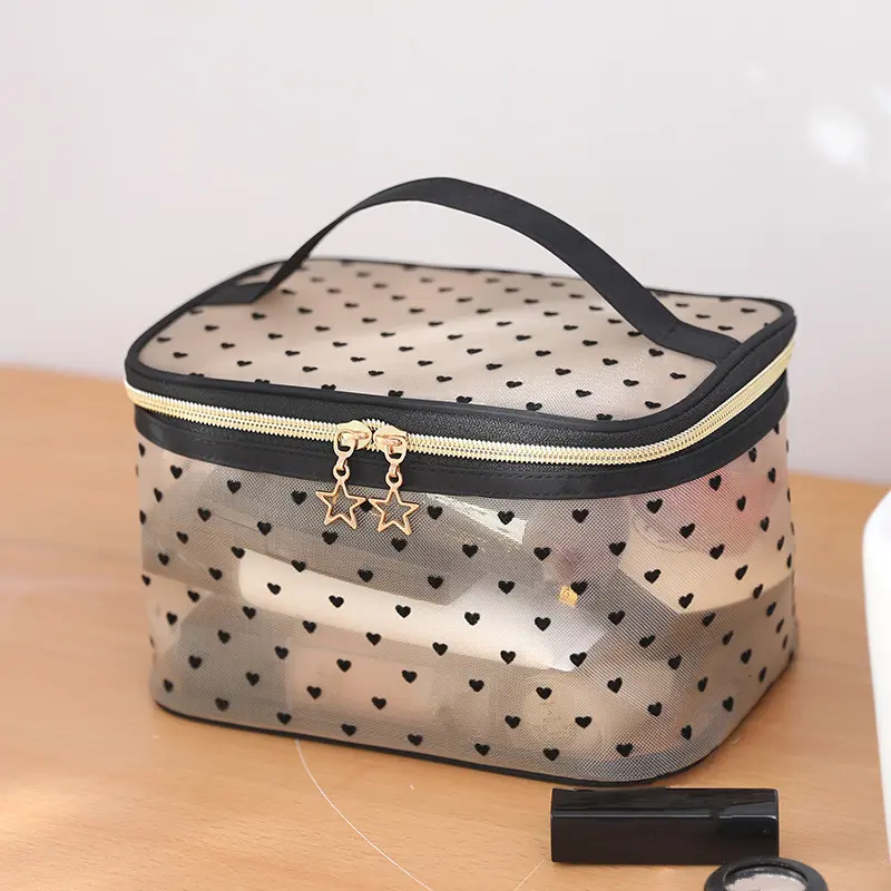 Nylon Mesh Cosmetic Bag Women Zipper Toilet Storage Pouch Bag Multifunctional Travel Makeup Case Organizer Pouch