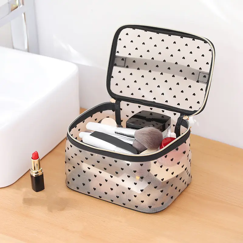 Nylon Mesh Cosmetic Bag Women Zipper Toilet Storage Pouch Bag Multifunctional Travel Makeup Case Organizer Pouch