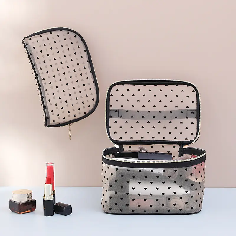 Nylon Mesh Cosmetic Bag Women Zipper Toilet Storage Pouch Bag Multifunctional Travel Makeup Case Organizer Pouch