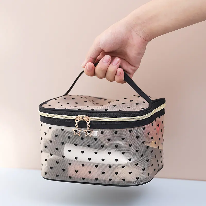 Nylon Mesh Cosmetic Bag Women Zipper Toilet Storage Pouch Bag Multifunctional Travel Makeup Case Organizer Pouch