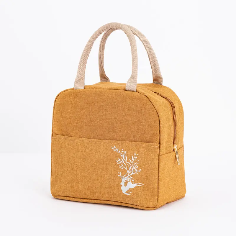 Good Luck Elk Canvas Lunch Bags Insulated Portable Cooler Bag Thermal Picnic School Food Storage Tote Large Capacity