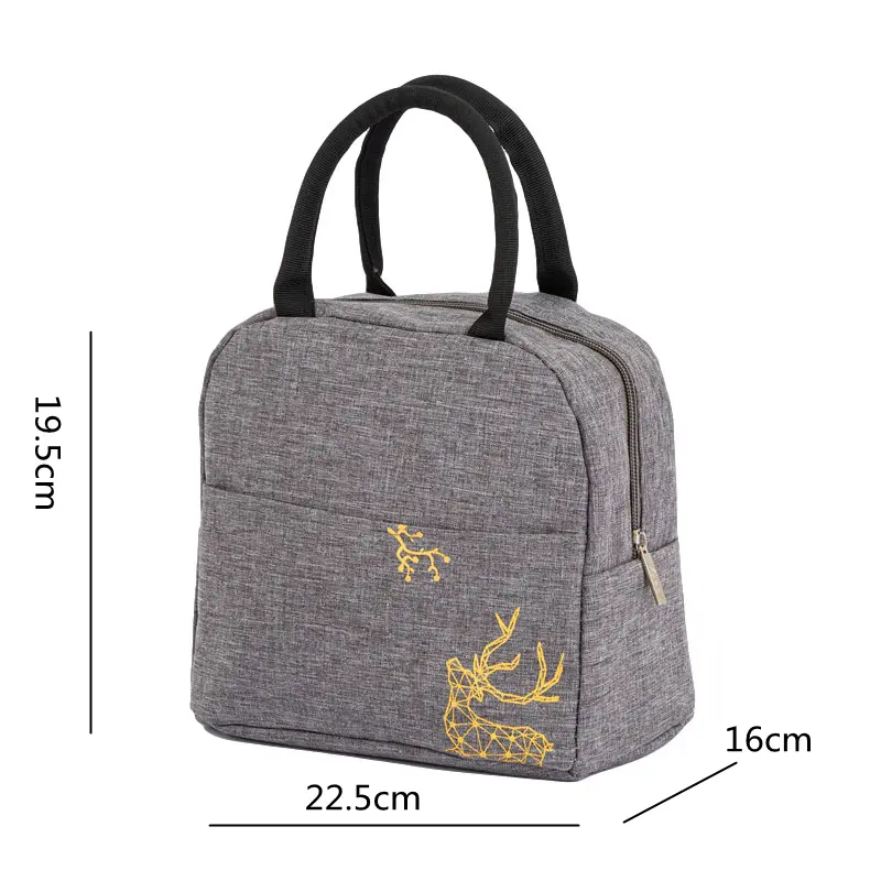 Good Luck Elk Canvas Lunch Bags Insulated Portable Cooler Bag Thermal Picnic School Food Storage Tote Large Capacity