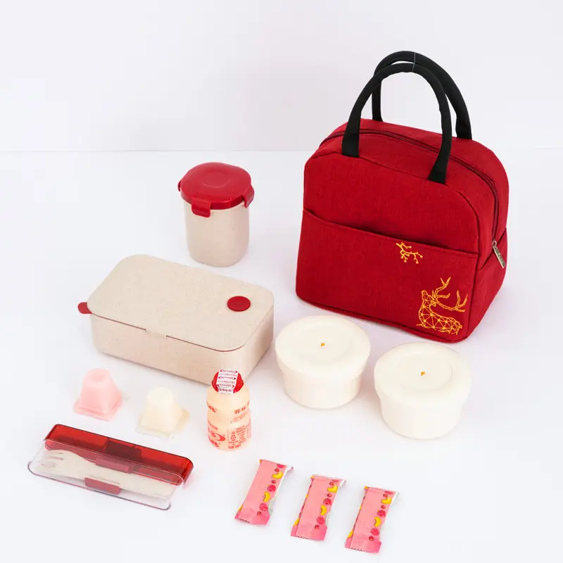 Good Luck Elk Canvas Lunch Bags Insulated Portable Cooler Bag Thermal Picnic School Food Storage Tote Large Capacity