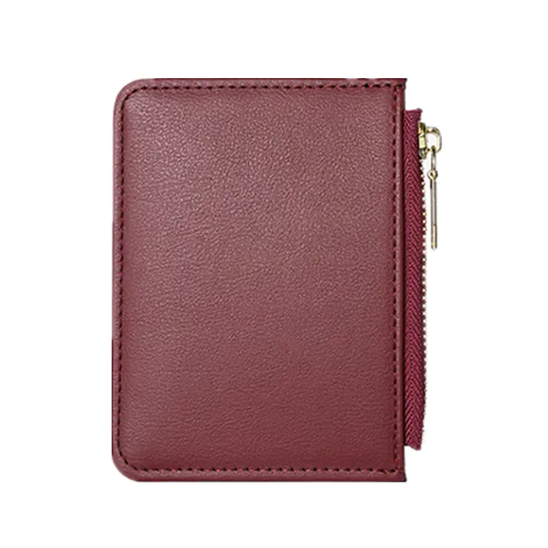 1 PC PU Leather Zipper Thin Business Card Holder Cover Korean Mini Women's Wallets Small Female Coin Purses Money Bag Clip