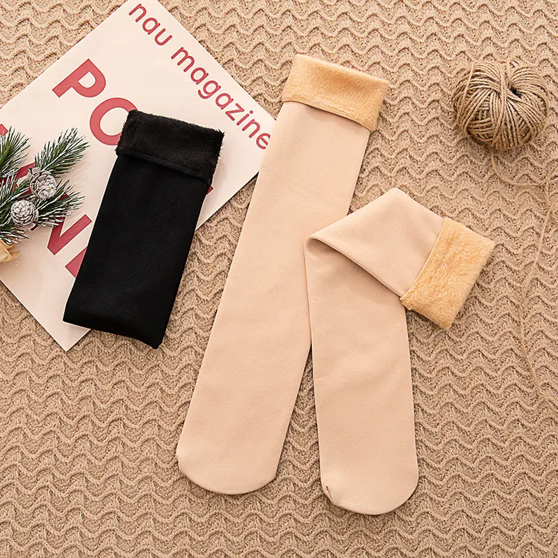 Thicken Warm Long Tube Show Socks Women Long Stocking Skin Color Knee-length Calf Socks Women Skirt Clothing Matching Winter