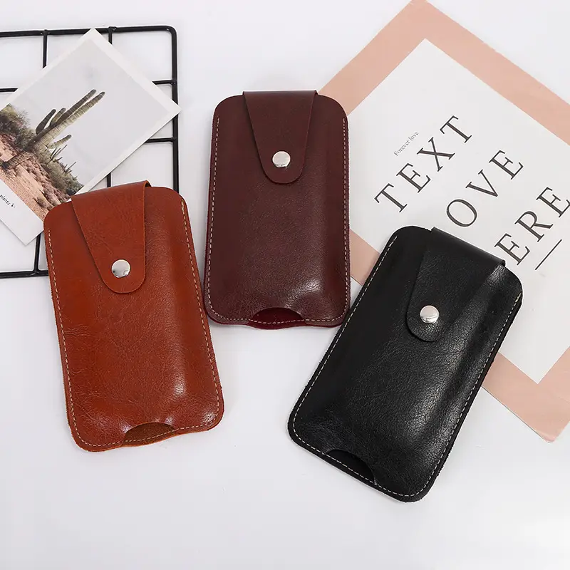 PU Leather Small Business Coin Purse Portable Penetrable Waistband Design Mini Wallet for Man Money Change Pouch with Buckle