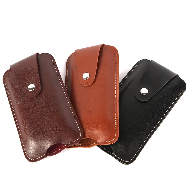 PU Leather Small Business Coin Purse Portable Penetrable Waistband Design Mini Wallet for Man Money Change Pouch with Buckle