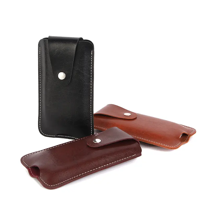 PU Leather Small Business Coin Purse Portable Penetrable Waistband Design Mini Wallet for Man Money Change Pouch with Buckle