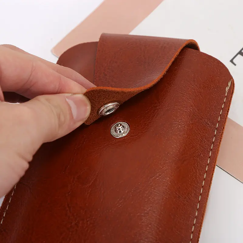 PU Leather Small Business Coin Purse Portable Penetrable Waistband Design Mini Wallet for Man Money Change Pouch with Buckle