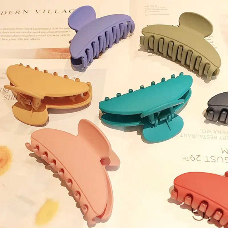 Korean Solid Big Hair Claws Girls Simple Plate Hair Catching Clip Female Large Elegant Temperament Ponytail Barrette Headwear
