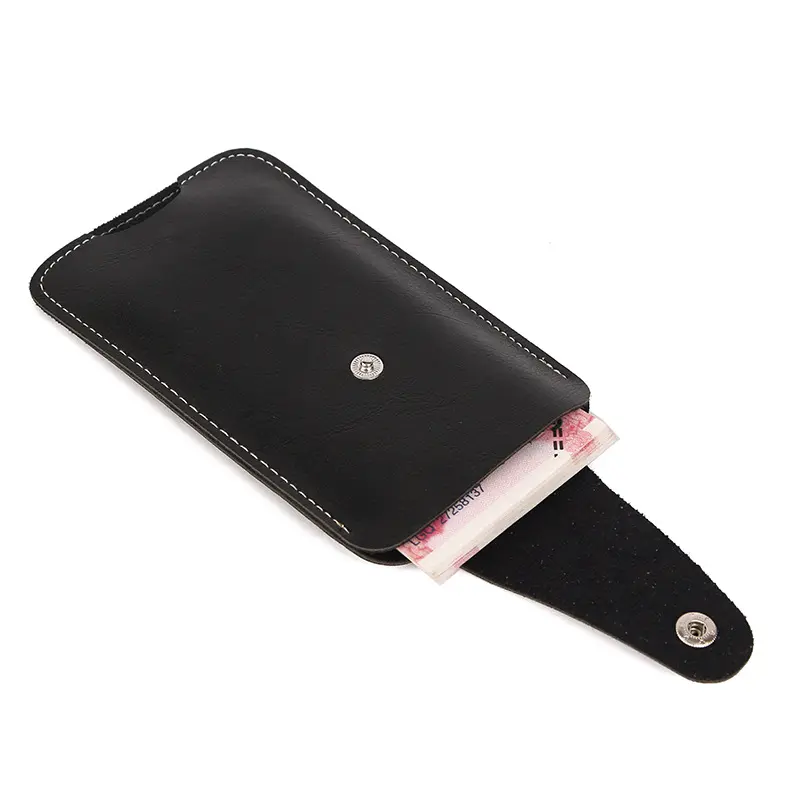 PU Leather Small Business Coin Purse Portable Penetrable Waistband Design Mini Wallet for Man Money Change Pouch with Buckle