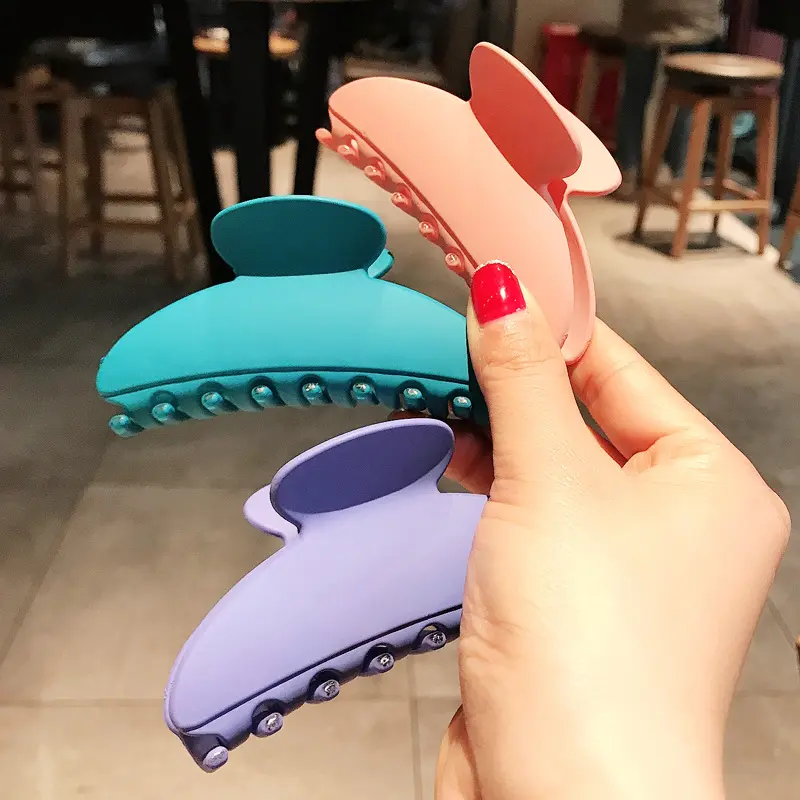 Korean Solid Big Hair Claws Girls Simple Plate Hair Catching Clip Female Large Elegant Temperament Ponytail Barrette Headwear