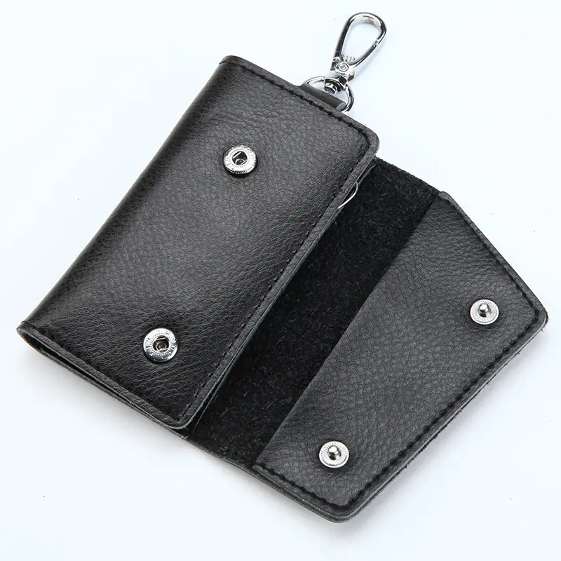 Real Cowhide Car Key Case Soft Leather Keychain Home Key Organizer for Men Large-capacity Purse Housekeeper on wall Bag