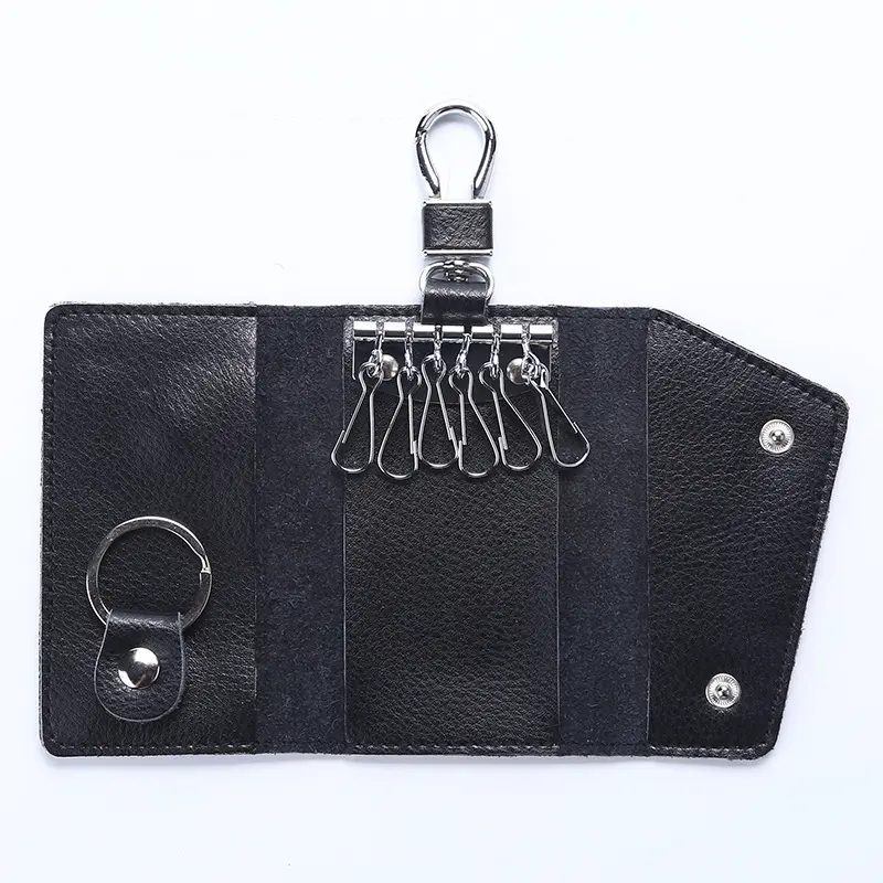 Real Cowhide Car Key Case Soft Leather Keychain Home Key Organizer for Men Large-capacity Purse Housekeeper on wall Bag