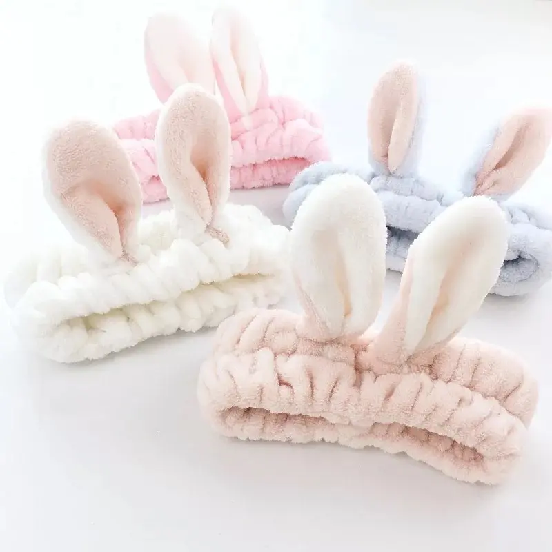Korean Women's Flannel Headband Creativity Cute Cat Ears Face Wash Hair Band Soft Elastic Hair Hoop Girl Fashion Accessories