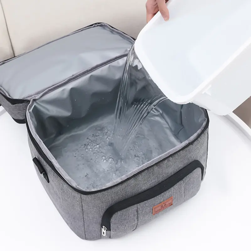 Large Capacity Double Layers Insulation Lunch Bags Multifunctional Travel Picnic Waterproof Lunch Box with Shoulder Strap