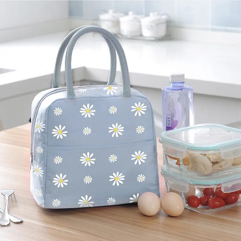 Small Daisy Portable Insulation Bag Japanese-style Office Worker Lunch Bag Student Lunch Box Bag Food Container Bento Pouch