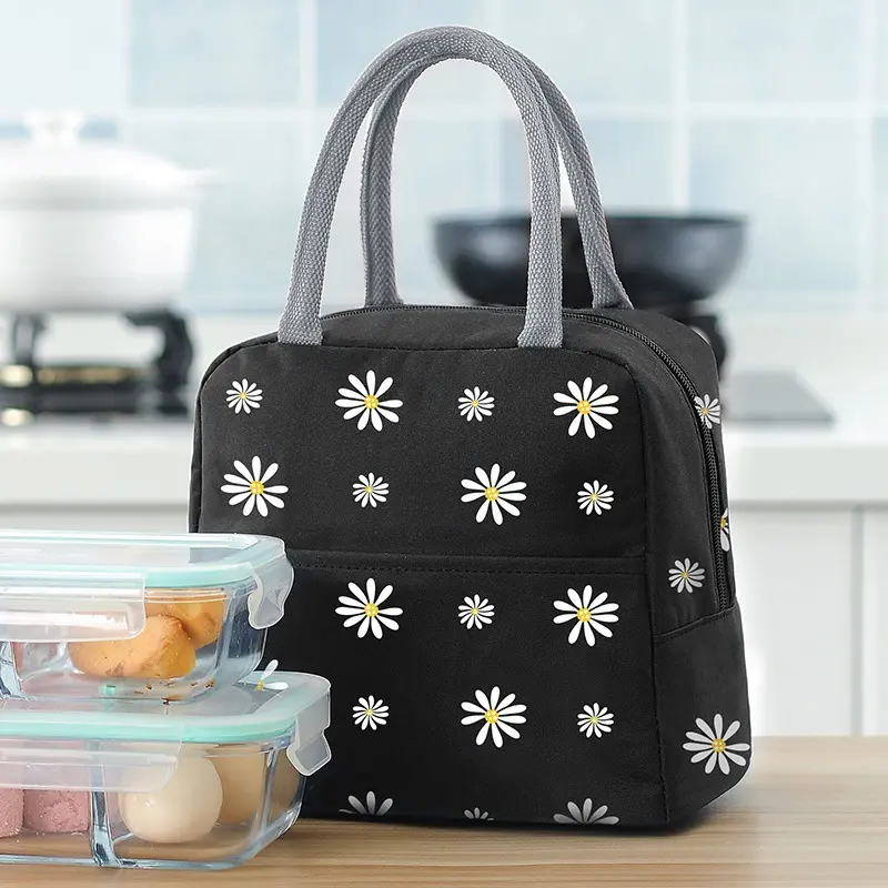 Small Daisy Portable Insulation Bag Japanese-style Office Worker Lunch Bag Student Lunch Box Bag Food Container Bento Pouch