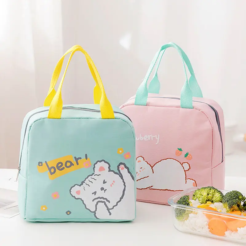 Cartoon Children's Lunch Bag Thermal Portable Insulated Food Bag Lunch Box Bag for School Children Office Worker