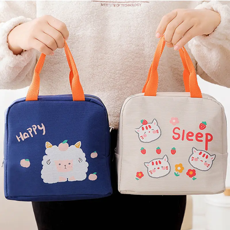Cartoon Children's Lunch Bag Thermal Portable Insulated Food Bag Lunch Box Bag for School Children Office Worker