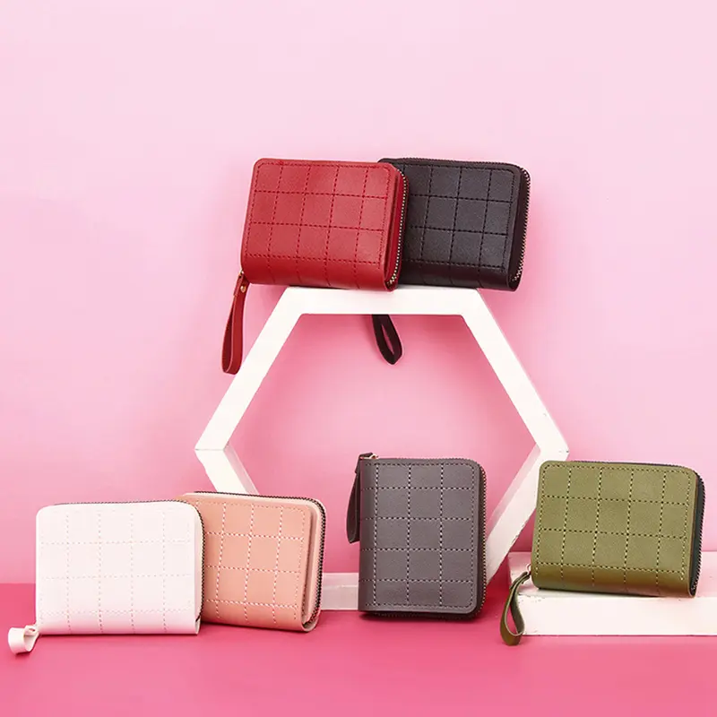Women's Short Wallets Square Zipper Mini Money Bag Korean Version Cute Pocket Purse Credit ID Card Holder Case Clip