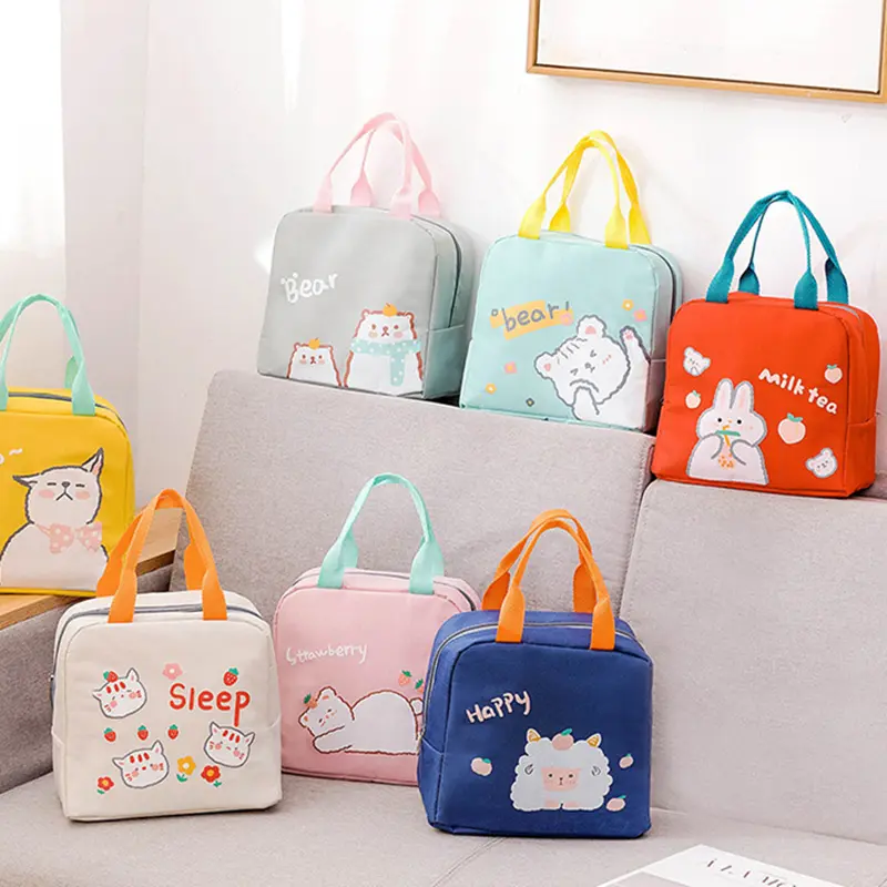Cartoon Children's Lunch Bag Thermal Portable Insulated Food Bag Lunch Box Bag for School Children Office Worker