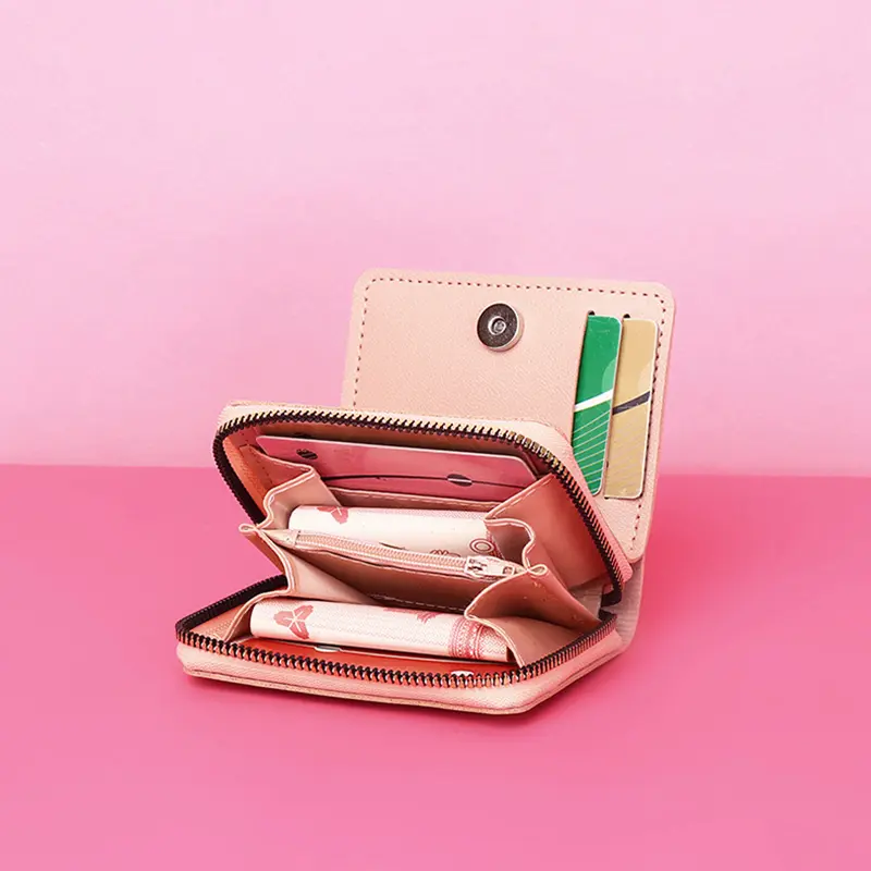 Women's Short Wallets Square Zipper Mini Money Bag Korean Version Cute Pocket Purse Credit ID Card Holder Case Clip