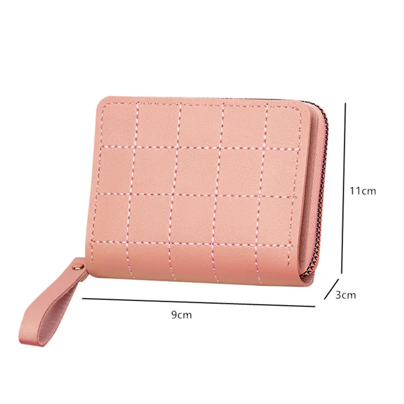 Women's Short Wallets Square Zipper Mini Money Bag Korean Version Cute Pocket Purse Credit ID Card Holder Case Clip
