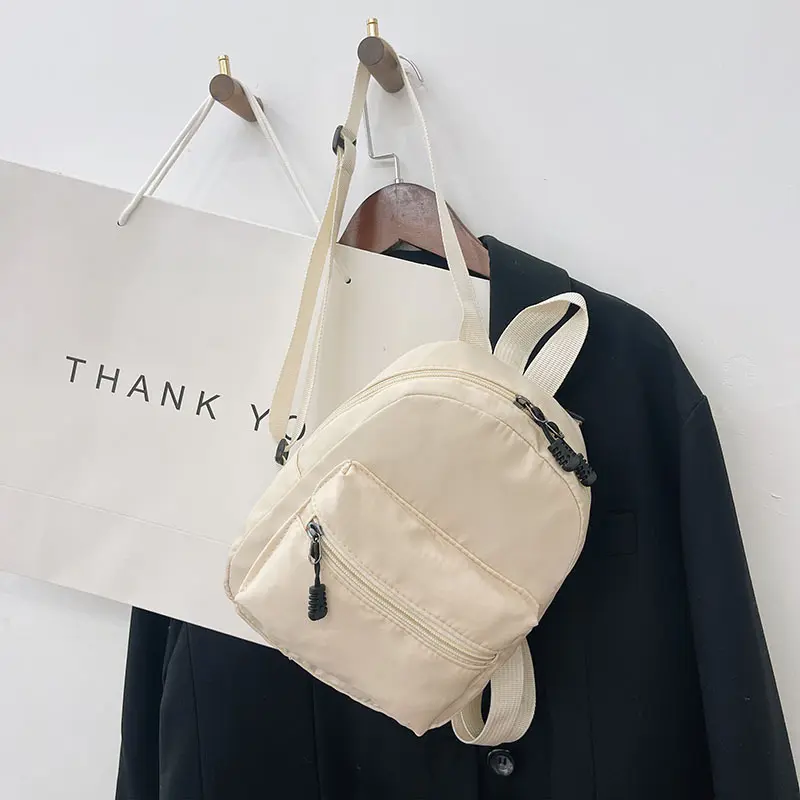 1PCS Fashion Women's Backpacks Mini Nylon School Bags White Rucksack For Teen Girls Travel Fashion Casual Backpack