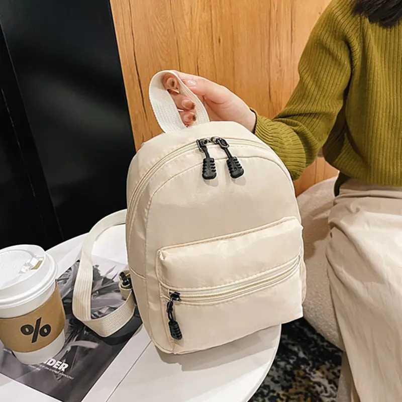 1PCS Fashion Women's Backpacks Mini Nylon School Bags White Rucksack For Teen Girls Travel Fashion Casual Backpack