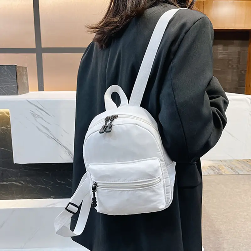 1PCS Fashion Women's Backpacks Mini Nylon School Bags White Rucksack For Teen Girls Travel Fashion Casual Backpack