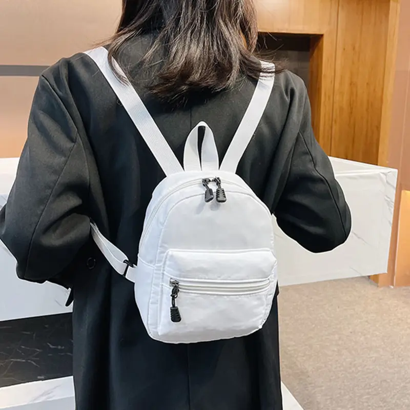 1PCS Fashion Women's Backpacks Mini Nylon School Bags White Rucksack For Teen Girls Travel Fashion Casual Backpack