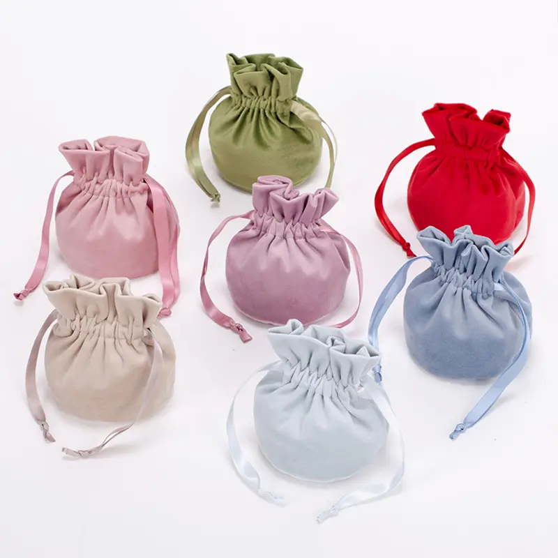 1PC Flannel Drawstring Bag Jewelry Gift Candy Pull Rope Packing Pouches Wedding Christmas Flannel Cosmetic Storage Bag