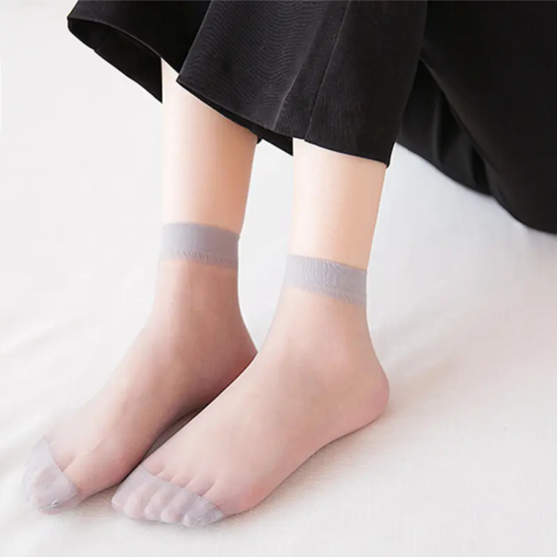 10 Pairs/Set Women Silk Short Socks Summer Cool Breathable Socks Super Thin Crystal Transparent Skin-Friendly Elastic Ankle Sox