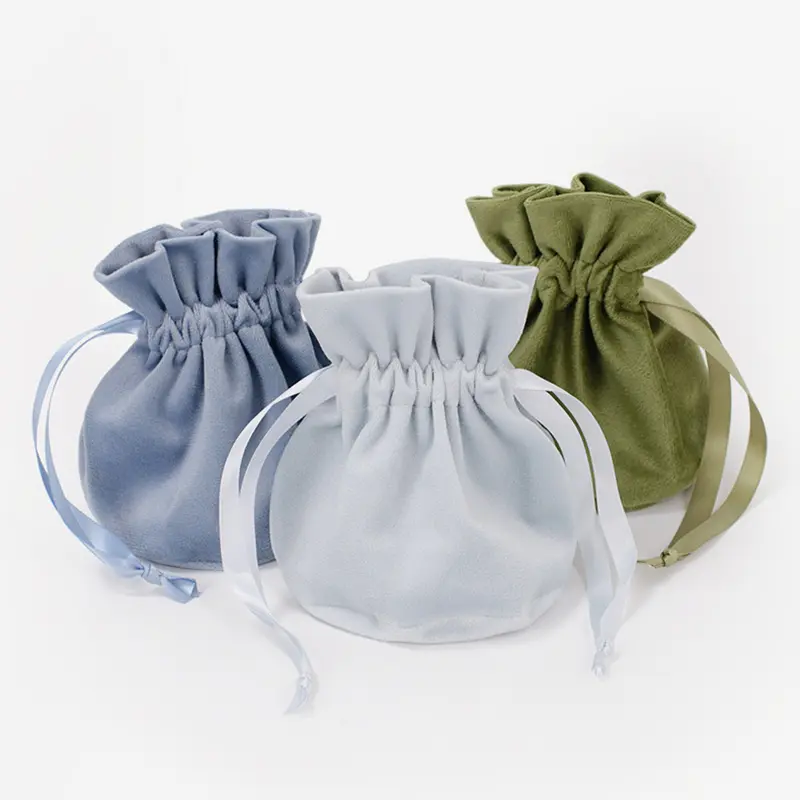 1PC Flannel Drawstring Bag Jewelry Gift Candy Pull Rope Packing Pouches Wedding Christmas Flannel Cosmetic Storage Bag