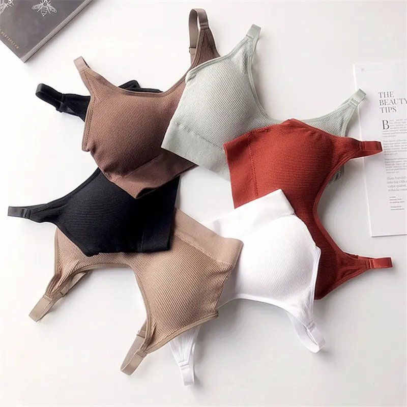Underwear Women Gather No Steel Ring Lingerie Bra Threaded Wrapped Chest Anti-glare Adjustable Shoulder Strap Sports Bra