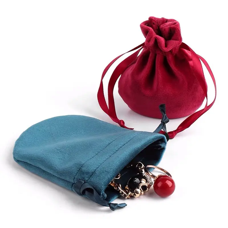 1PC Flannel Drawstring Bag Jewelry Gift Candy Pull Rope Packing Pouches Wedding Christmas Flannel Cosmetic Storage Bag