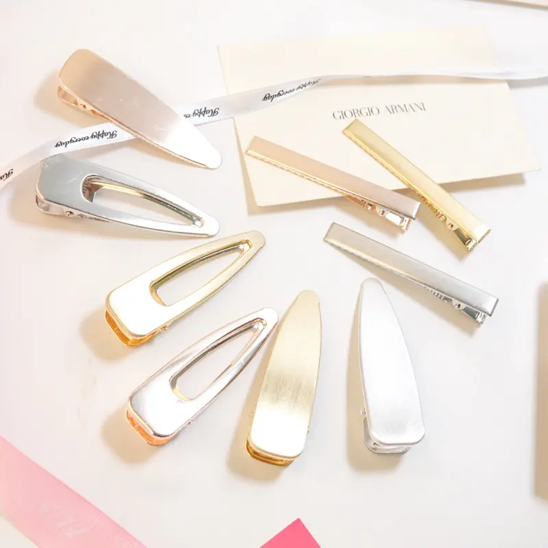 Korean Simple Alloy Hairpins Brushed Hollow INS The Same Metal Duckbill Clips Wild Side Clip Hair Styling Tools Barrettes