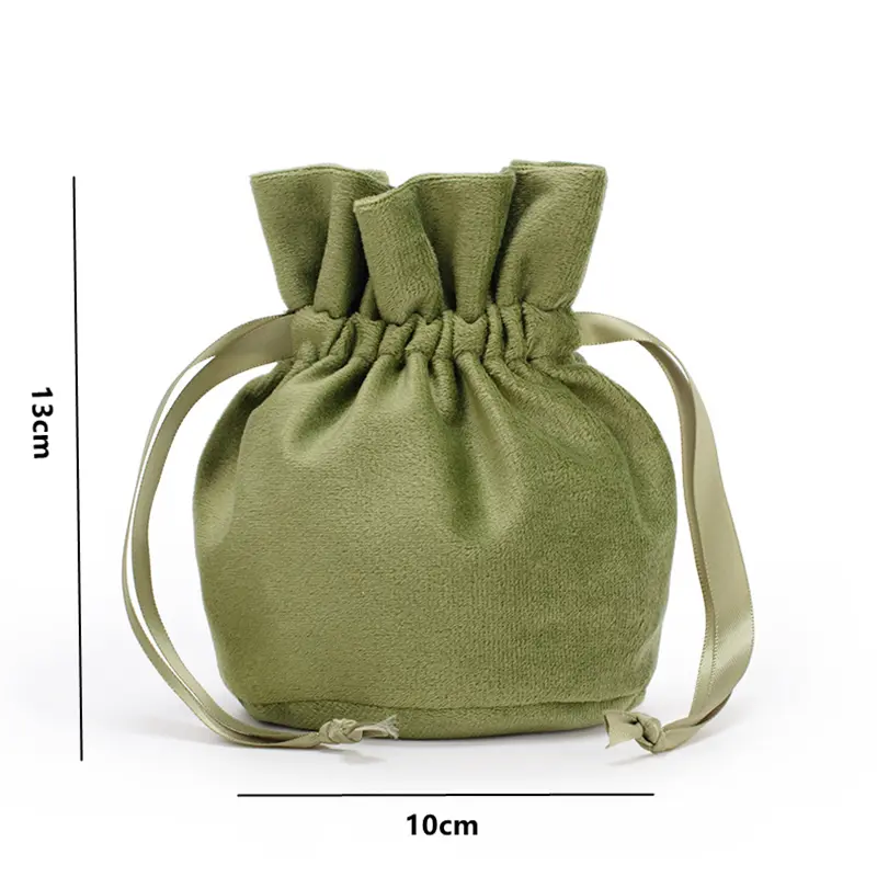 1PC Flannel Drawstring Bag Jewelry Gift Candy Pull Rope Packing Pouches Wedding Christmas Flannel Cosmetic Storage Bag