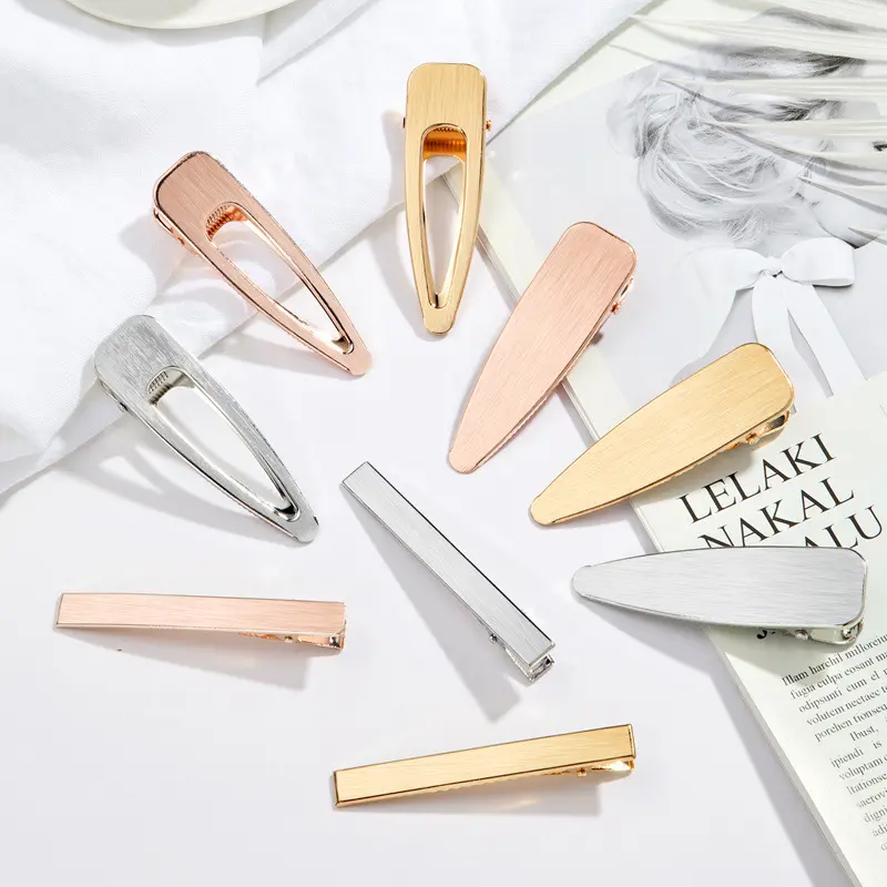 Korean Simple Alloy Hairpins Brushed Hollow INS The Same Metal Duckbill Clips Wild Side Clip Hair Styling Tools Barrettes