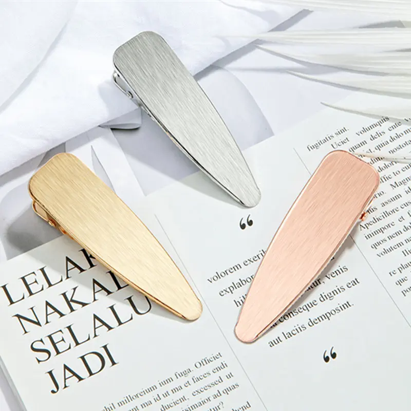 Korean Simple Alloy Hairpins Brushed Hollow INS The Same Metal Duckbill Clips Wild Side Clip Hair Styling Tools Barrettes