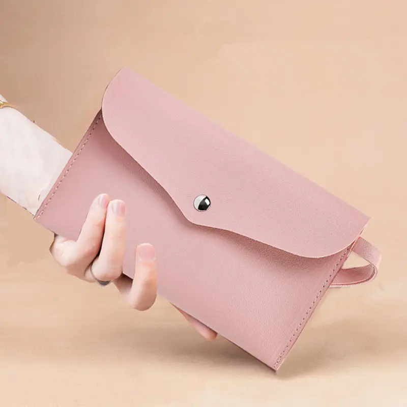 Hasp Long Ladies Coin Purses Cell Phone Pocket Money Bag Large Capacity Clutch Card Holder Fashion PU Leather Female Wallets