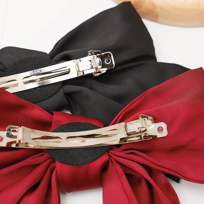Big Bow Knot Spring Hair Clip Satin Two Layer Hairgrips Women Girls Sweet Long Ribbon Ponytail Hairpin Headwear Accessories