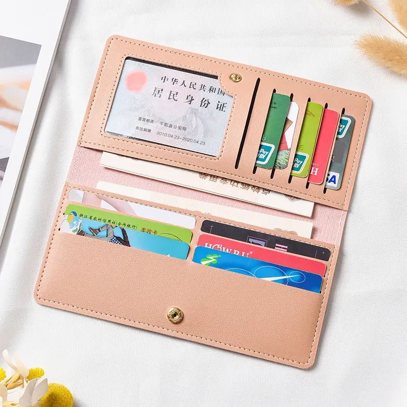 Women's Long Wallet Press Buckle Simple Coin Purse Multi-card Space Large Capacity Fashion Ultra-Thin Card Bag