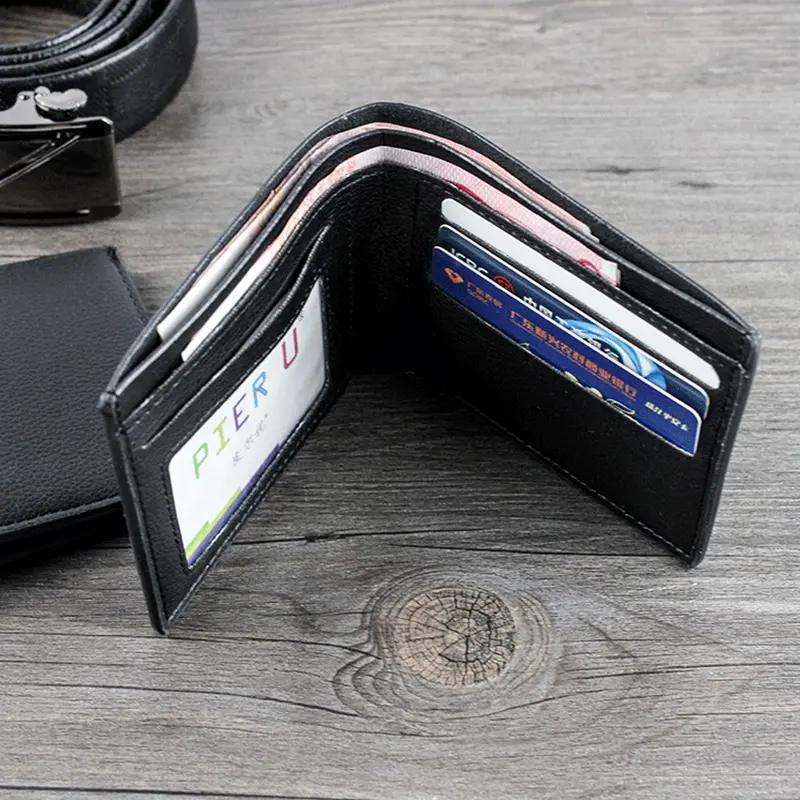 Fashion Men Bifold Wallets PU Leather Small Male Coin Business Purses Black Coffee Short Multifunction Credit Card Holders