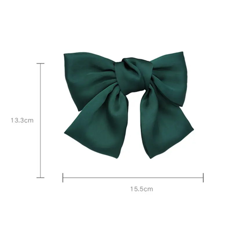 Big Bow Knot Spring Hair Clip Satin Two Layer Hairgrips Women Girls Sweet Long Ribbon Ponytail Hairpin Headwear Accessories