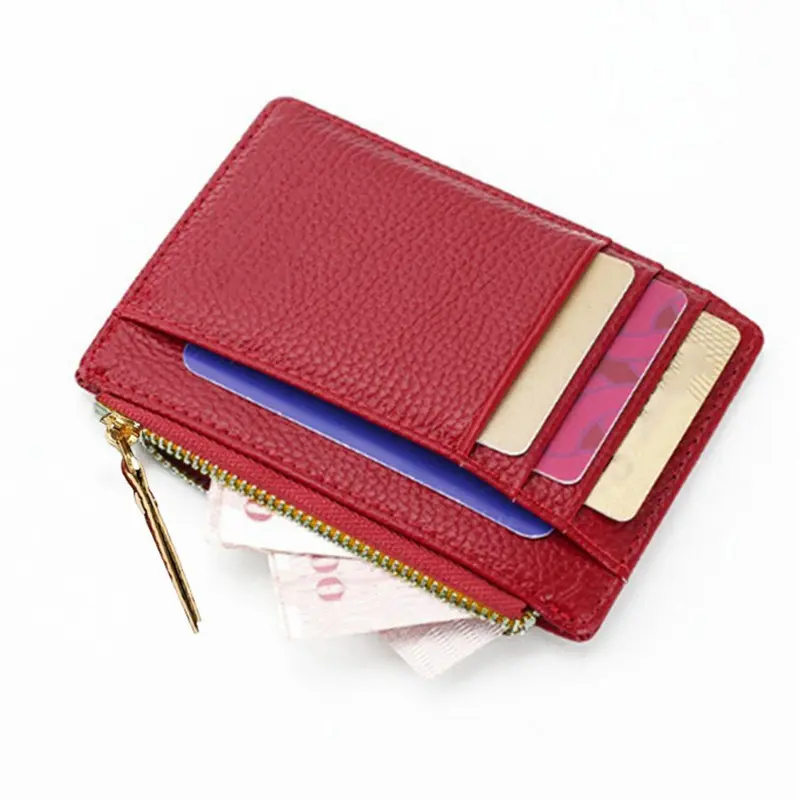 Wallet Mini PU Leather Card Holders Card Slots Purse Small Men Wallet Women Zipper Coin Pocket Ultra Thin Wallet Cardholder