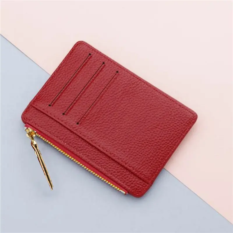 Wallet Mini PU Leather Card Holders Card Slots Purse Small Men Wallet Women Zipper Coin Pocket Ultra Thin Wallet Cardholder