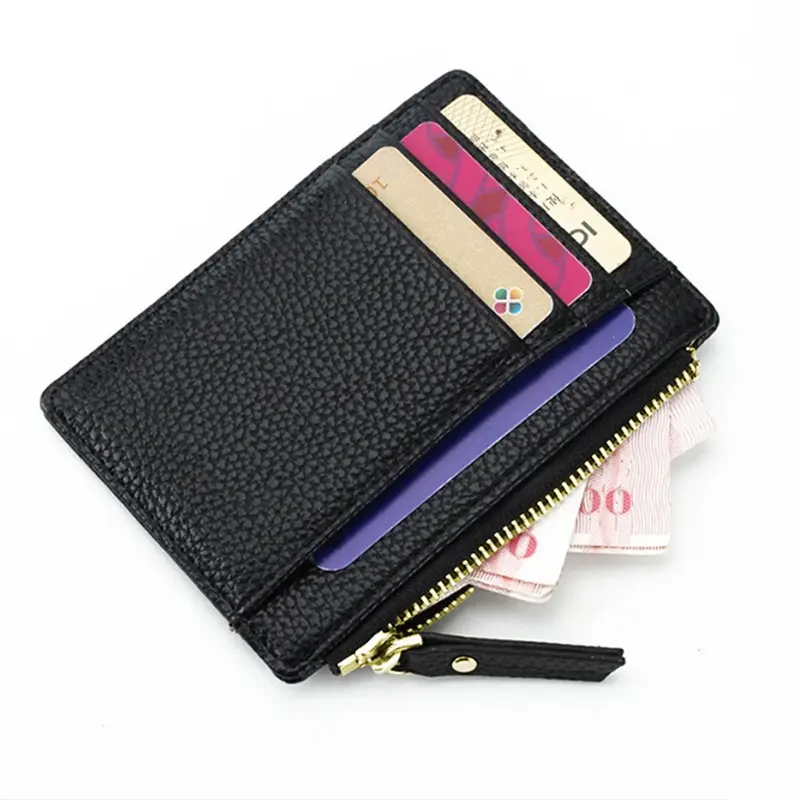 Wallet Mini PU Leather Card Holders Card Slots Purse Small Men Wallet Women Zipper Coin Pocket Ultra Thin Wallet Cardholder